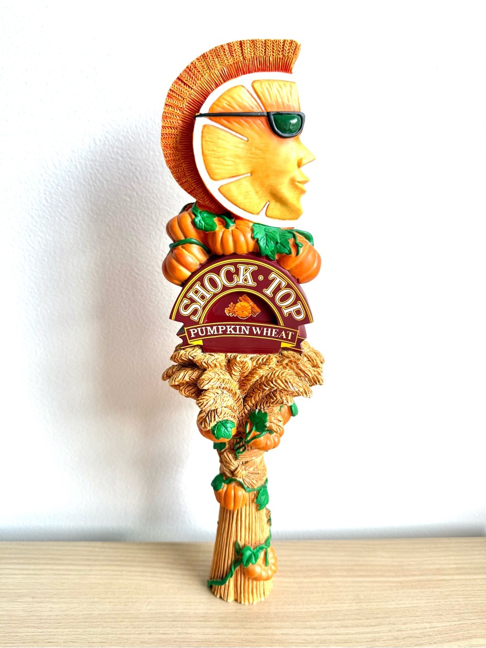Shock Top Anheuser Busch Pumpkin Wheat Wedgehead Craft Beer Tap Handle 13”